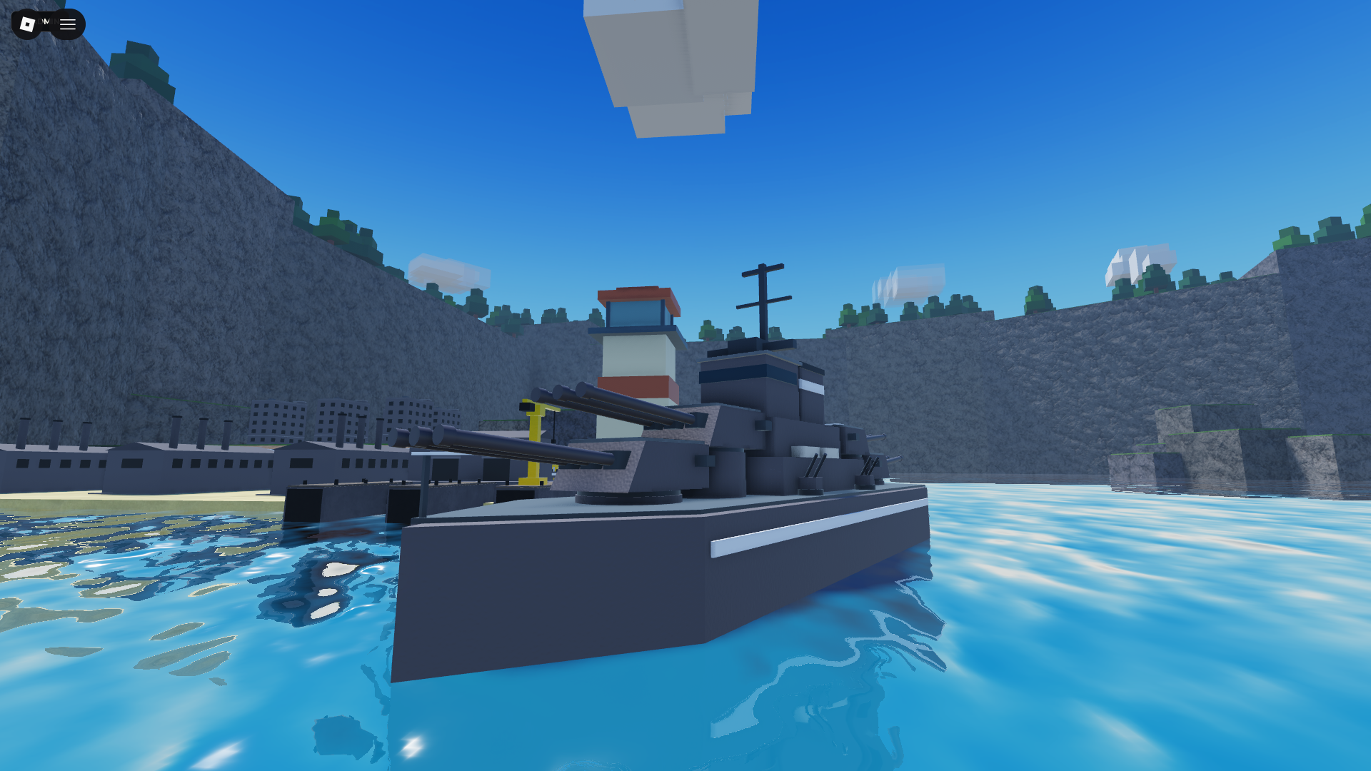 Heavy Battleship Warship in Miniature RTS Coastal Port